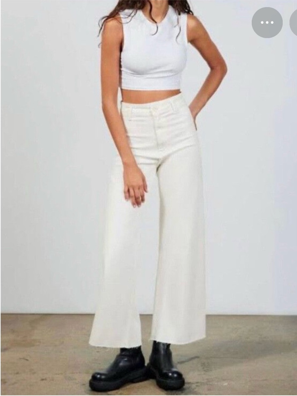 Zara The Marine High Rise Straight Cropped Jeans White Size  8